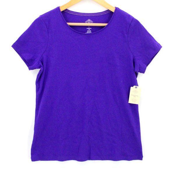 St.Johns Bay Shirt Womens Purple Short Sleeve Essential Tee Crewneck Size L NWT - Picture 1 of 9